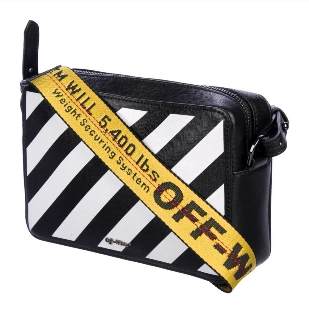 Off-White Black and White Diagonal Stripe Crossbody Bag